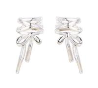 Boucles d'oreilles à clip en ruban avec nœud papillon pour oreilles non percées délicates et douces à lacets pour femme