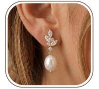 Boucles D'Oreilles À Clip Femme Plaqué Or 14K Sans Trou Perle Et Zircone Modèle Brillant Pour Oreilles Non Percées