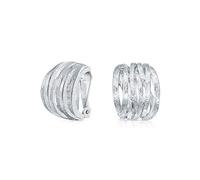 La Mode Motif Croix Croisée Large Demi-Cerceau Clipser Pour Femmes Oreilles Non Percées Plaqué Argent Mat