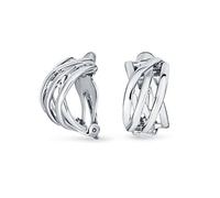 Boucles D'Oreilles À Clip Demi-Cercle Large En Fil Torsadé En Nœud Celtique Croisé Ouvert Classique Pour Femmes Aux Oreilles Non Percées En Laiton Plaqué Argent