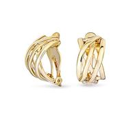 Boucles D'Oreilles Classiques À Clipser En Laiton Plaqué Or 14 Carats Avec Motif De Nœud Celtique Tressé En Fil Torsadé Ouvert Pour Femmes Aux Oreilles Non Percées