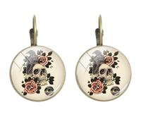 Boucles d'oreilles à clip rondes en verre avec cabochon en forme de dragon, nan