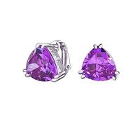 Boucles D'Oreilles À Clip Solitaire En Argent Plaqué Pour Femmes Non Percées Avec Grand Triangle Classique Traditionnel Coupe Trillion Améthyste Pourpre Simulée AAA CZ 12MM