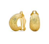 Boucles D'Oreilles À Clip Style Crevette À Large Bande Côtelée Rainurée Pour Femmes Oreilles Non Percées Plaquées Ton Or