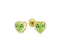 Boucles D'Oreilles À Clous En Forme De Cœur Serties De Zircone Cubique Vert Olive De .25Ct Pour Femmes Imitation Péridot Véritable Or 14 Carats Avec Vis Au Dos