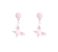 Boucles d'oreilles à clous papillon émail mignonnes pendentif femmes été printemps bijoux cadeaux accessoires remarquables tige argent 925 (Violet)