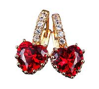 Boucles d'oreilles à crochet de luxe en forme de coeur rouge Levier de Zircon Retour Bijoux pour femmes Cadeau de la Saint-Valentin Robuste et durable