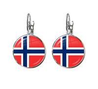 Boucles d'oreilles à crochet en verre avec motif drapeau des Antilles, Union européenne, Ukraine, Hongrie, Moldavie, États-Unis, nan