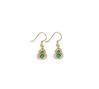 Boucles d'oreilles à crochets d'oreilles en argent sterling S925 de style classique pour femmes, en calcédoine et jaspe, forme creuse