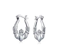 Boucles D'Oreilles À Cœur Léger D'Amitié Celtique Irlandaise Bff Love Claddagh Pour Femmes Adolescentes En Argent Sterling .925 D'Un Diamètre De 0,75 Pouce