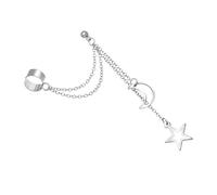 Boucles d'oreilles à double clip en alliage d'étoile de lune faites à la main, accessoires de bijoux géométriques élégants pour femmes et filles, boucles d'oreilles en alliage élégantes pour un usage