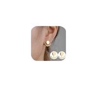 Boucles d'oreilles à double usage plaquées or 14 carats minimalistes avec motif soleil et lune pour homme et femme - Double usage - Style bohème simple - Punk hippie