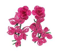 Boucles D'oreilles À Frange Florale Perlée À La Main Pour Femme, Bohème Rose Boucles D'oreilles Avec Perles De Rocaille, Bijoux Vintage, En Acier Inoxydable 316L, 12x6cm