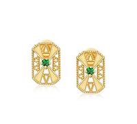 Boucles d'oreilles à géométrie émeraude, Bijoux de Luxe légers Japonais coréens, Traitement de Boucles d'oreilles à Vent de Palais rétro