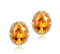 Boucles d'oreilles à goujon citrine pour femmes 925 Jewelry de pierre de naissance jaune de pierre de naissance