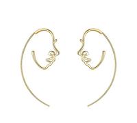 Boucles d'oreilles à la mode - 925 argent sterling astrait astract face humain boucles d'oreilles mode oreille de ligne élégante pour les femmes filles fin bijoux arrete