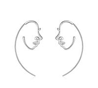 Boucles d'oreilles à la mode - 925 argent sterling astrait astract face humain boucles d'oreilles mode oreille de ligne élégante pour les femmes filles fin bijoux arrete