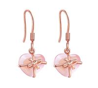 Boucles d'oreilles à la mode pour les femmes, Faux pierres précieuses coeur Bowknot Dangle crochet boucles d'oreilles femmes bijoux de mariage - rose élégant et populaireDesign très attractif