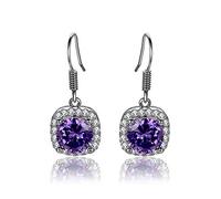 Boucles d'oreilles à l'améthyste naturelle Real Solid 925 Boucles d'oreilles de bijoux Nouvelles cadeaux d'anniversaire de boucle d'oreille carrée en Chine