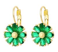 Boucles d'Oreilles à Levier avec Pierre de Naissance, Boucles d'Oreilles Florales Vintage Cadeau Bijoux Tendance Clous en Pierres Précieuses de Fleurs pour Femmes (Vert)