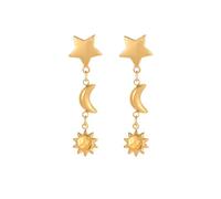 Boucles d'oreilles à motif étoile, lune et soleil à cinq branches avec un design doux et cool et des boucles d'oreilles en acier inoxydable