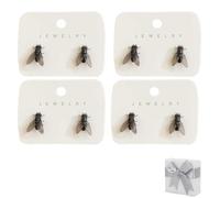 Boucles d'oreilles à mouche, boucles d'oreilles à mouche réalistes, mini boucle d'oreille abstraite personnalisée - Design unique, boucle d'oreille animale simulée, créative de nouveauté (Black-4)