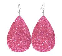 Boucles d'oreilles à paillettes scintillantes pour femme, boucles d'oreilles en cuir en forme de larme, boucles d'oreilles pendantes double face, accessoires d'oreilles légers, bijoux tendance, cadeau