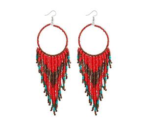 Boucles d'oreilles à pampilles en perles de riz européennes et américaines, longues et grandes créoles géométriques, bijoux d'oreilles bohèmes