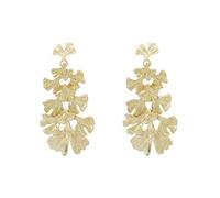 Boucles d'oreilles à pampilles en pétales de feuilles de fleurs pour femmes, Boucles d'oreilles pendantes en grappe de feuilles de Ginkgo, Boucles d'oreilles lustre feuille bohème (Or)