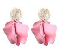 Boucles d'oreilles à pampilles en pétales de rose, style bohème, boucles d'oreilles en acrylique et résine, grandes boucles d'oreilles en ré
