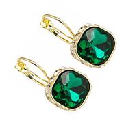 Boucles D'oreilles à Pince en Pierre Verte, Alliage Chic, 1 Paire | Bords Lisses, Brillance Nette, Pose Rapide, Petit Format Léger, Présent Fête des Mères ou Anniversaire