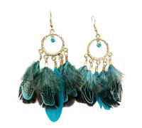 Boucles d'oreilles à plumes faites à la main, matériaux faciles à utiliser, crochets d'oreilles légers, bijoux cadeau gouttes d'oreilles à plumes pour femme, Circular, Comme décrit, Comme décrit.