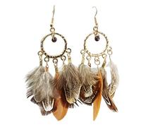 Boucles d'oreilles à plumes faites à la main, matériaux faciles à utiliser, crochets d'oreilles légers, bijoux cadeau gouttes d'oreilles à plumes pour femme, Circular, Comme décrit, Comme décrit.