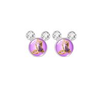 Boucles d'oreilles à tige avec cabochon en verre Motif princesse Raiponce Mickey, nan