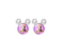 Boucles d'oreilles à tige avec cabochon en verre Motif princesse Raiponce Mickey, nan