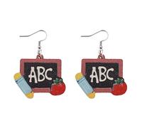Boucles d'oreilles à tige Blackboard d'oreilles en bois Professeur Étudiant Cadeaux (Black,One Size)