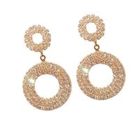 Boucles d'oreilles à tige circulaires avec cristaux scintillants - Ornement formel décontracté - Confortables