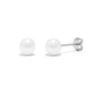 Boucles d'oreilles à tige classiques en argent sterling 925 AAAA avec perles de culture d'eau douce rondes blanches - Choix de taille de perle, Métal Perle, Non connu
