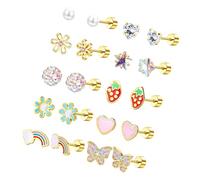 Boucles d'oreilles à tige créatives de formes variées en alliage, boucles d'oreilles géométriques, bijoux d'oreille adaptés pour les femmes élégantes au quotidien en alliage pour enfants, One Size