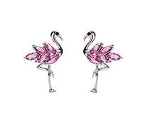Boucles d'oreilles à tige délicates en forme de flamant rose en argent sterling S925 et oxyde de zirconium - Pour femme et fille, Cristal, Oxyde de Zirconium