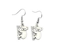 Boucles d'oreilles à tige d'oreilles animaux mignons Koala bijoux pour femmes Koala pendentif cadeaux (Silver,One Size)