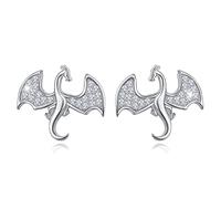 Boucles d'oreilles à tige dragon volant pour femmes et hommes en argent sterling ptérosaure mythique animal zircone cubique boucles d'oreilles bijoux cadeau d'anniversaire