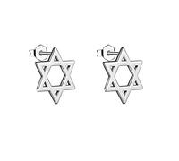 Boucles d'oreilles à tige en acier inoxydable Motif étoile de David, Acier inoxydable, Pas de gemme