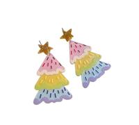 Boucles d'oreilles à tige en acrylique en forme d'arbre de Noël colorées pour femme, cadeaux d'hiver, bijoux de Noël festifs, Métal, Pas de gemme