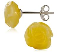 Boucles d'oreilles à tige en ambre de la Baltique naturelle dans un coffret cadeau de luxe en argent sterling 925 pour femme et enfant (Jaune Royal)