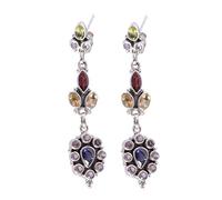 Boucles d'oreilles à tige en argent sterling 925 à facettes avec grenat péridot et citrine et onyx 6 x 3 mm, 5 x 3 mm, 2,5 mm, 2,5 mm