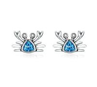 Boucles d'oreilles à tige en argent sterling 925, adorables crabes océaniques bleus oxyde de zirconium, for femmes, bijoux tendance, cadeau for enfants