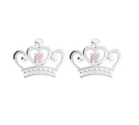 Boucles d'oreilles à tige en argent sterling 925 avec couronne de princesse Disney et pierres roses pour filles, Argent sterling