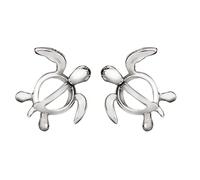 Boucles d'oreilles à tige en argent sterling 925 avec tortue hawaïenne, sans nickel, hypoallergénique pour les peaux sensibles, bijoux hawaïens pour maman et fille, coffret cadeau inclus, Argent