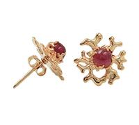 Boucles d'oreilles à tige en argent sterling 925 de 4 mm, cabochon rond, violet et rouge, jeu de griffes en pierres précieuses minimalistes, bijoux classiques pour femme